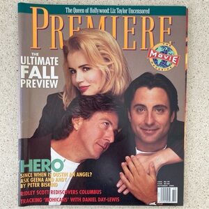 Geena Davis Dustin Hoffman Premiere The Movie Magazine OCTOBER 1992 - No Label